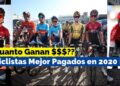 Sueldo de Egan Bernal: descubre cuánto gana el ciclista colombiano, fotografía de varios ciclistas alineados al inicio de una carrera con cascos y maillots de equipo.