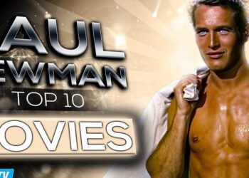 Recreación visual de un actor clásico junto a texto promocional, Los hijos de Paul Newman: secretos y legado de una familia icónica.