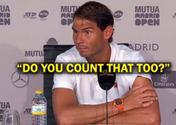 Tenista en rueda de prensa del Mutua Madrid Open con referencia a su origen en Manacor, Mallorca y su legado deportivo.