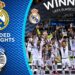 Jugadores del Real Madrid celebrando la UEFA Super Cup con el trofeo y medallas en el estadio; Sueldo de Modric: Descubre cuánto gana el astro del fútbol.