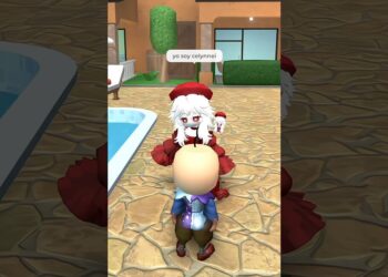 Descubre cómo la Princesa Kate ha llevado el nuevo color de la temporada durante años y despídete del amarillo mantequilla en una escena de videojuego con un avatar de cabello blanco y vestido rojo frente a otro personaje junto a una piscina.