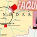Mapa de Andorra con un círculo y flecha señalando una zona específica junto a el retrato de un creador de contenido, insinuando dónde vive un famoso youtuber en Andorra.