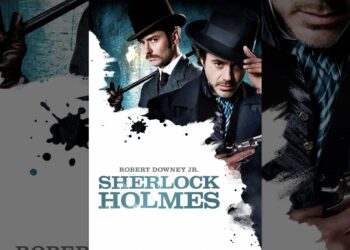 Dónde vive Sherlock Holmes: la historia de 221B Baker Street, póster con dos detectives de época, un revólver y estética victoriana.