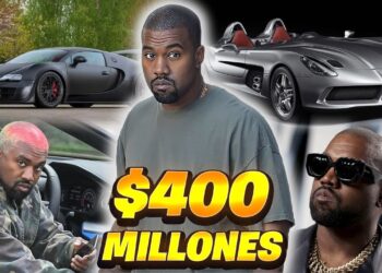 Collage de un hombre adulto en varias poses junto a autos deportivos de lujo y el texto $400 millones, tb skvAu634