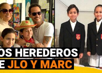 Cuántos hijos tiene Marc Anthony: descubre su familia y más en una imagen de dos adultos con varios niños, algunos con uniforme escolar.