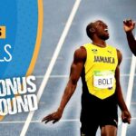 Atleta jamaicano celebrando en la pista tras cruzar la meta, Descubre de dónde es el hombre más rápido del mundo.