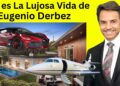 Hombre con traje junto a mansión moderna, piscina, jet privado y coche deportivo: Descubre la sorprendente fortuna que posee
