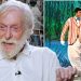 Descubre el secreto para alcanzar los 100 años: ¡dos cosas que decidió dejar atrás! Retrato de un actor mayor con barba blanca frente a un collage de fotos y una escena teatral con traje a rayas y pingüinos.