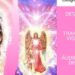 Cartel rosa con figuras angelicales que promociona un programa sobre Las parejas de Makoke: amor y desamor en su vida sentimental.