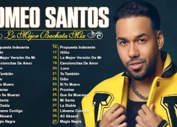 Portada de álbum con un cantante de bachata posando junto a una extensa lista de canciones; Patrimonio oculto: secretos y cifras reveladoras