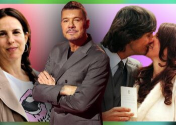 Collage de personas: hombre con traje y brazos cruzados, mujer sonriente y pareja besándose mostrando un documento