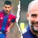 Imagen dividida que muestra a un joven jugador con camiseta blaugrana y la misma persona años después como entrenador sonriendo, destacando: El sorprendente sueldo de un conocido entrenador: ¿cuánto realmente gana?