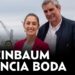Descubre quién es el esposo de Claudia Sheinbaum y su historia en una imagen que muestra a una pareja sonriente junto a un titular que anuncia boda